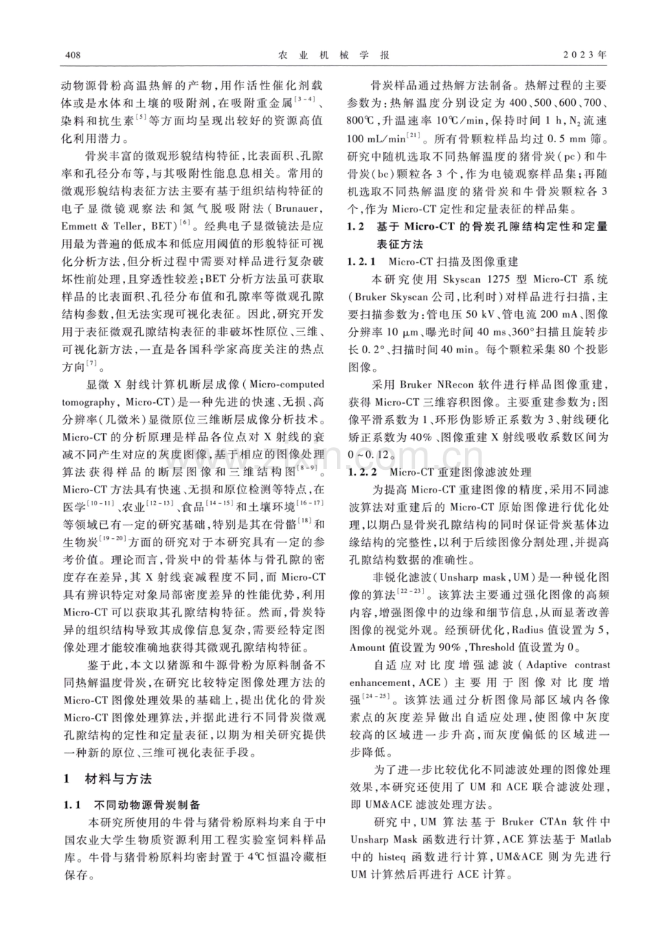 不同热解温度骨炭孔隙结构的Micro-CT原位三维可视化表征.pdf_第2页