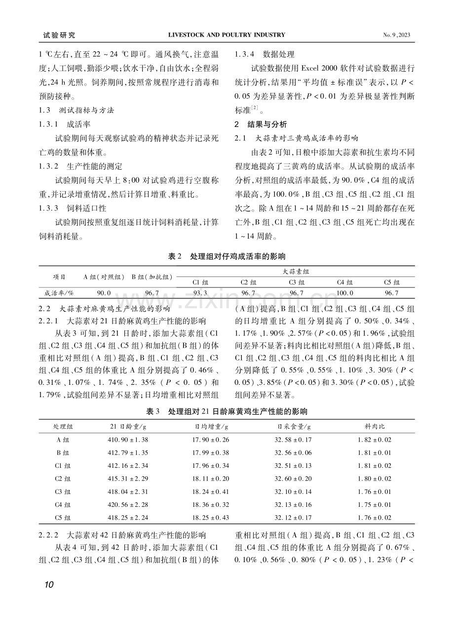 不同浓度的大蒜素对三黄鸡生产性能的影响.pdf_第2页