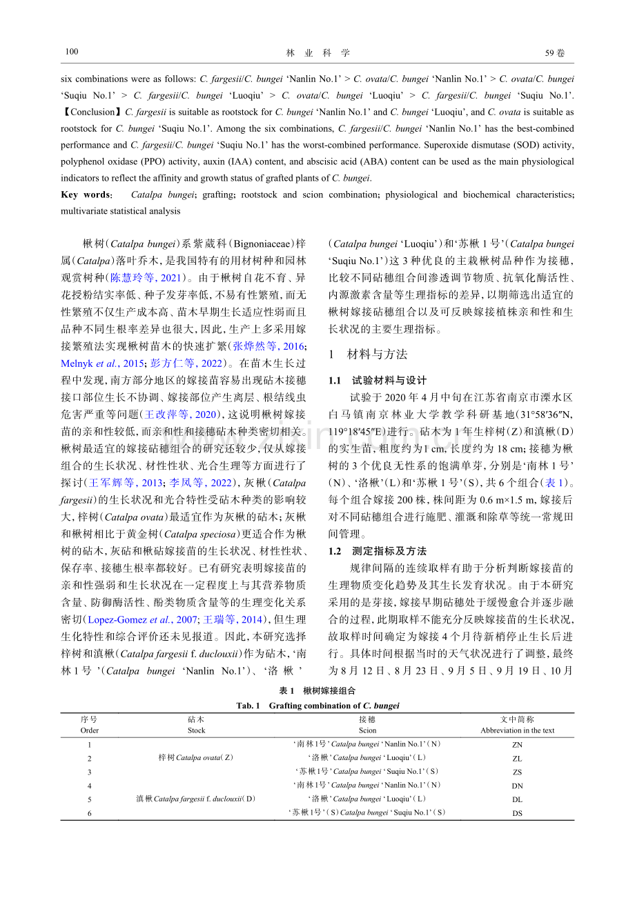 不同砧穗组合楸树嫁接苗的生理生化特性.pdf_第2页