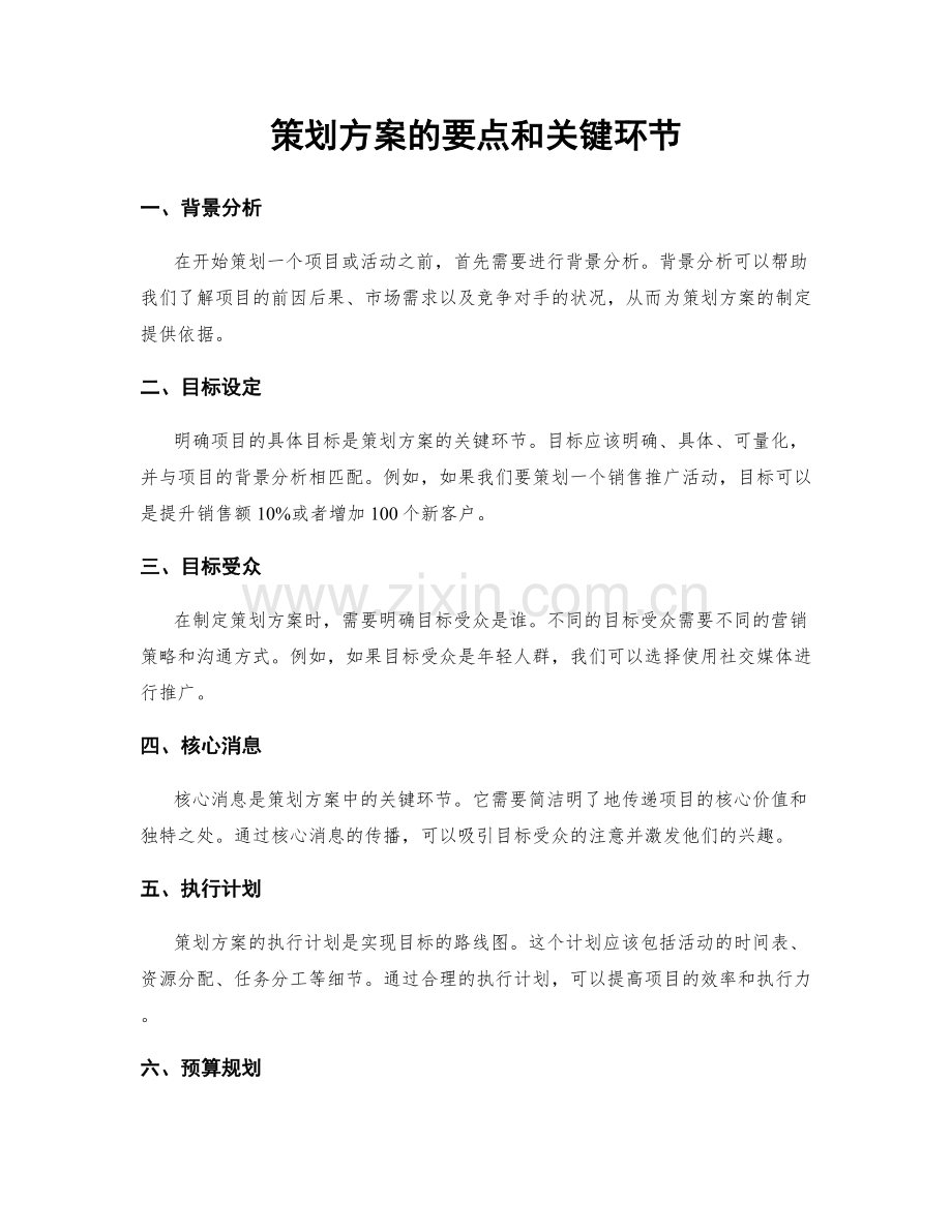 策划方案的要点和关键环节.docx_第1页