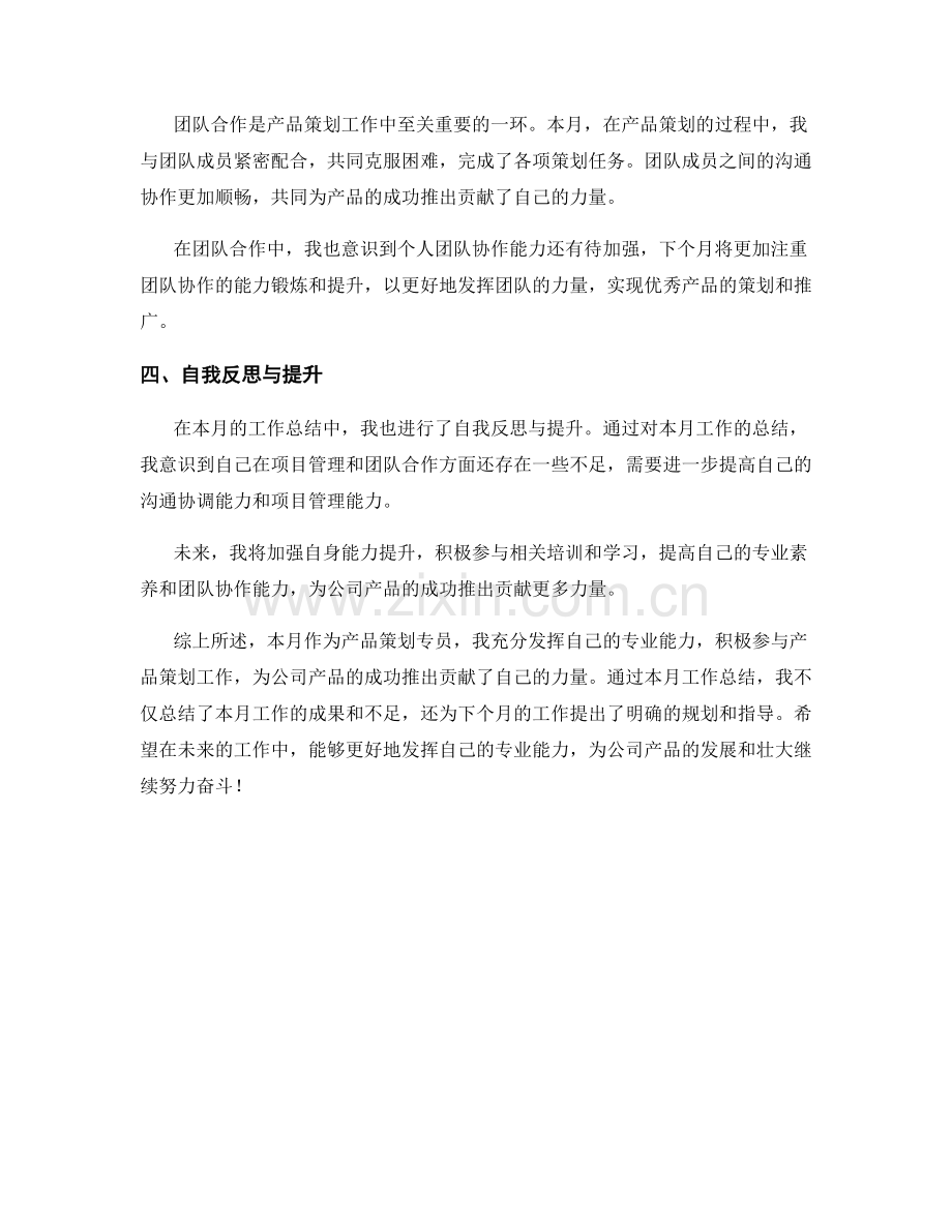 产品策划专员月度工作总结.docx_第2页