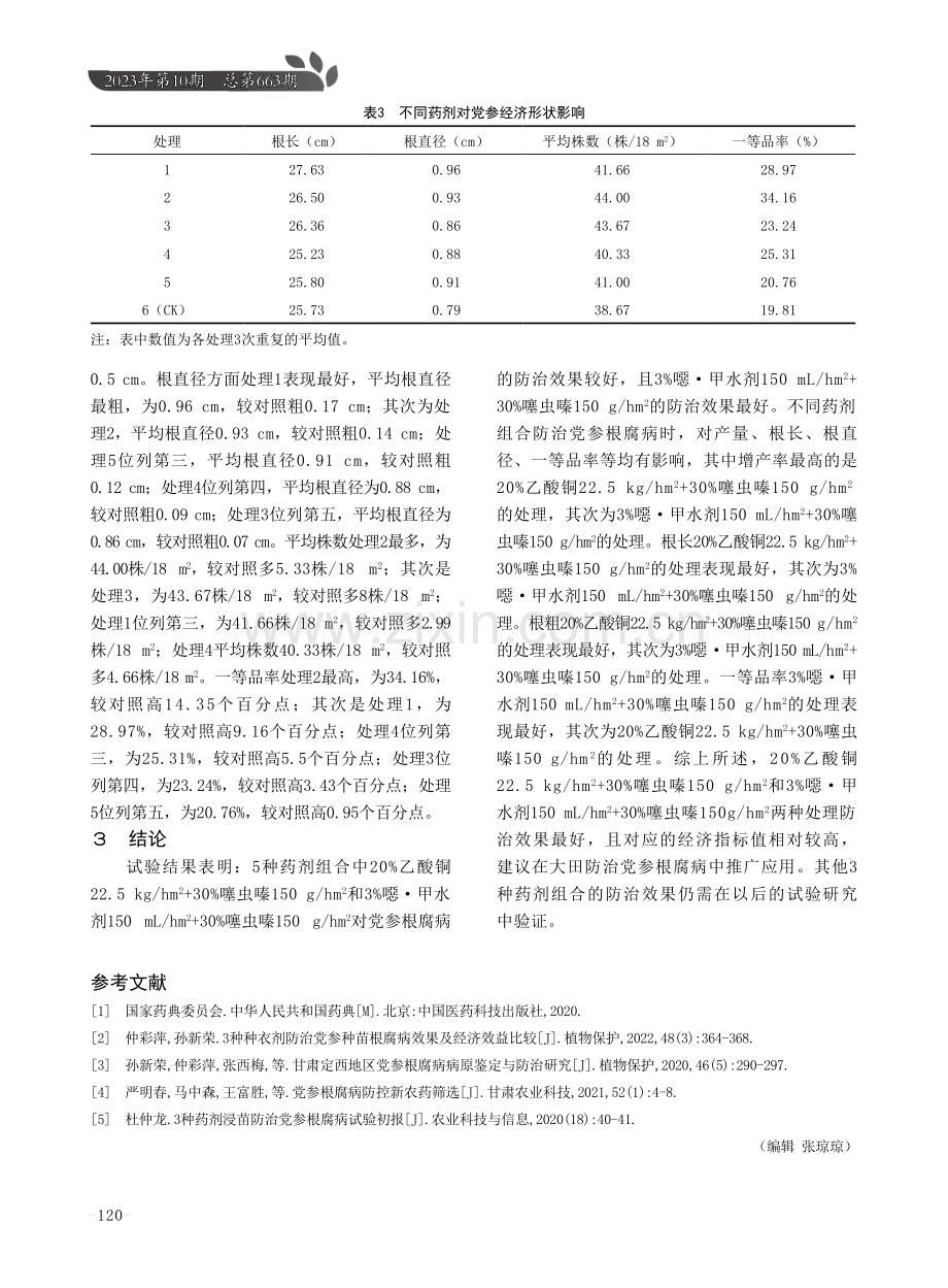 不同药剂组合防治党参根腐病试验报告.pdf_第3页