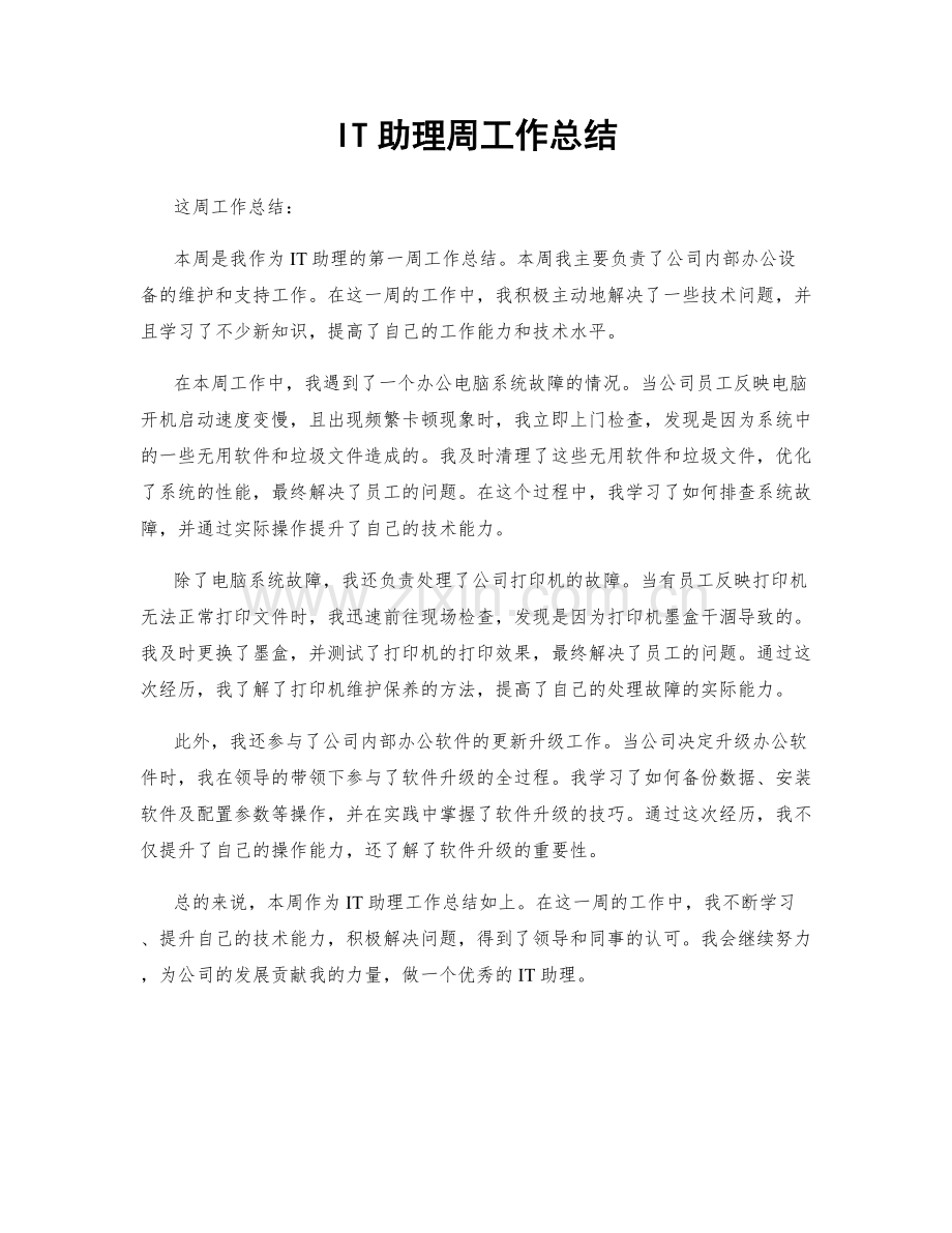 IT助理周工作总结.docx_第1页