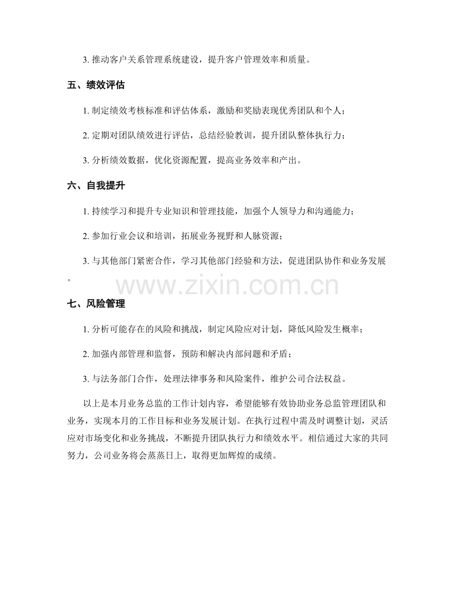 业务总监月度工作计划.docx_第2页