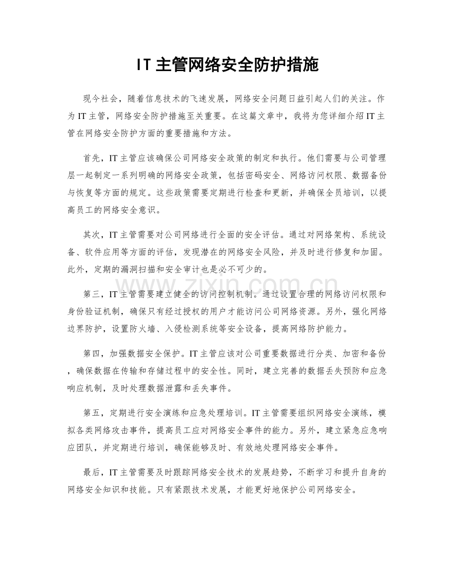 IT主管网络安全防护措施.docx_第1页