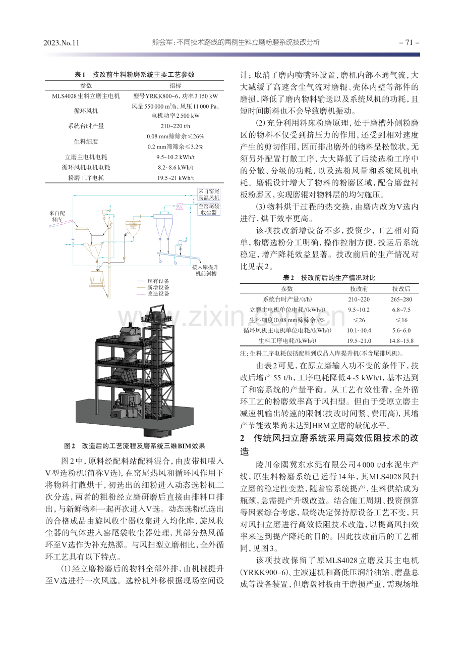 不同技术路线的两例生料立磨粉磨系统技改分析.pdf_第2页