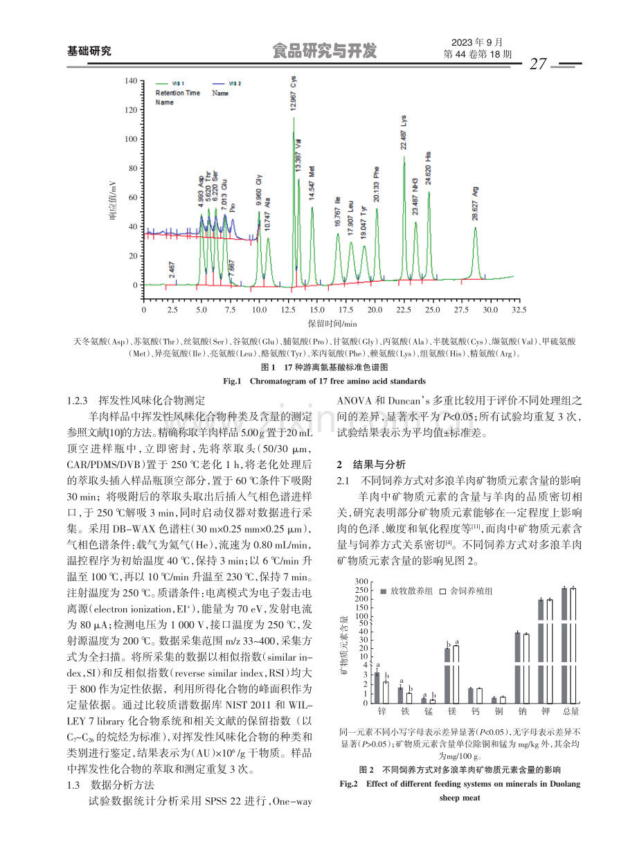 不同饲养方式对多浪羊肉矿物质、氨基酸含量及风味的影响.pdf_第3页