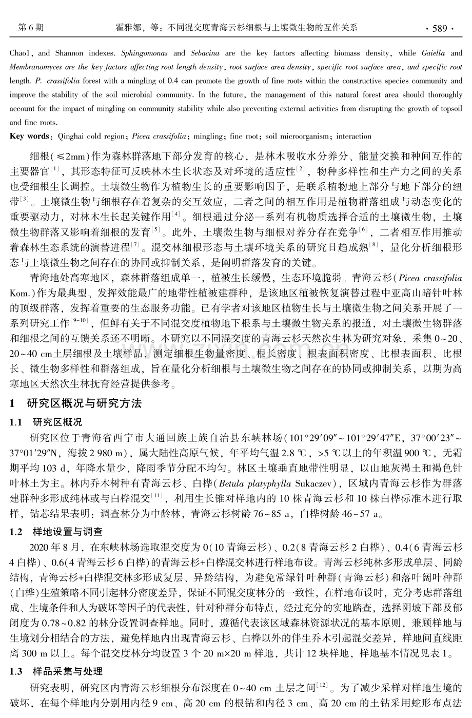 不同混交度青海云杉细根与土壤微生物的互作关系.pdf_第2页