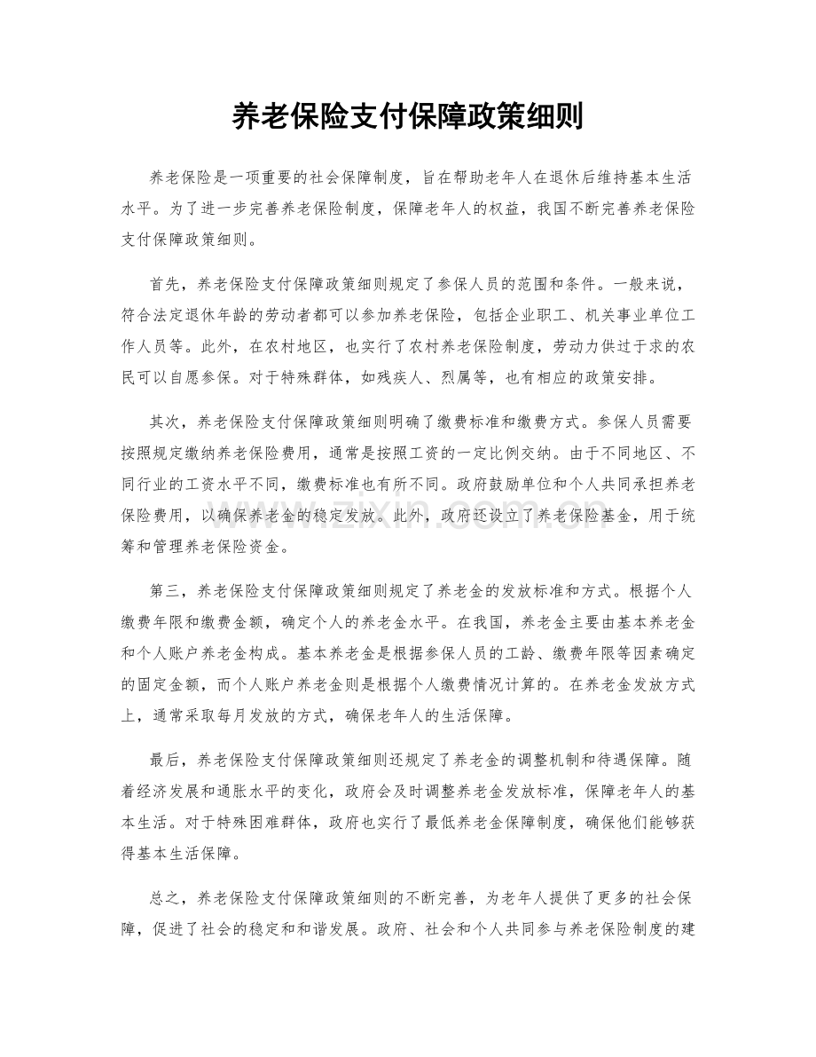 养老保险支付保障政策细则.docx_第1页