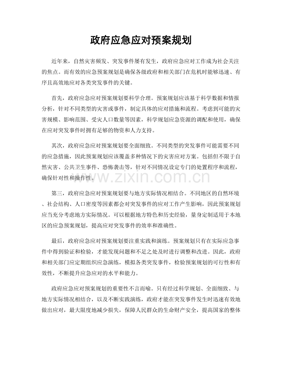 政府应急应对预案规划.docx_第1页