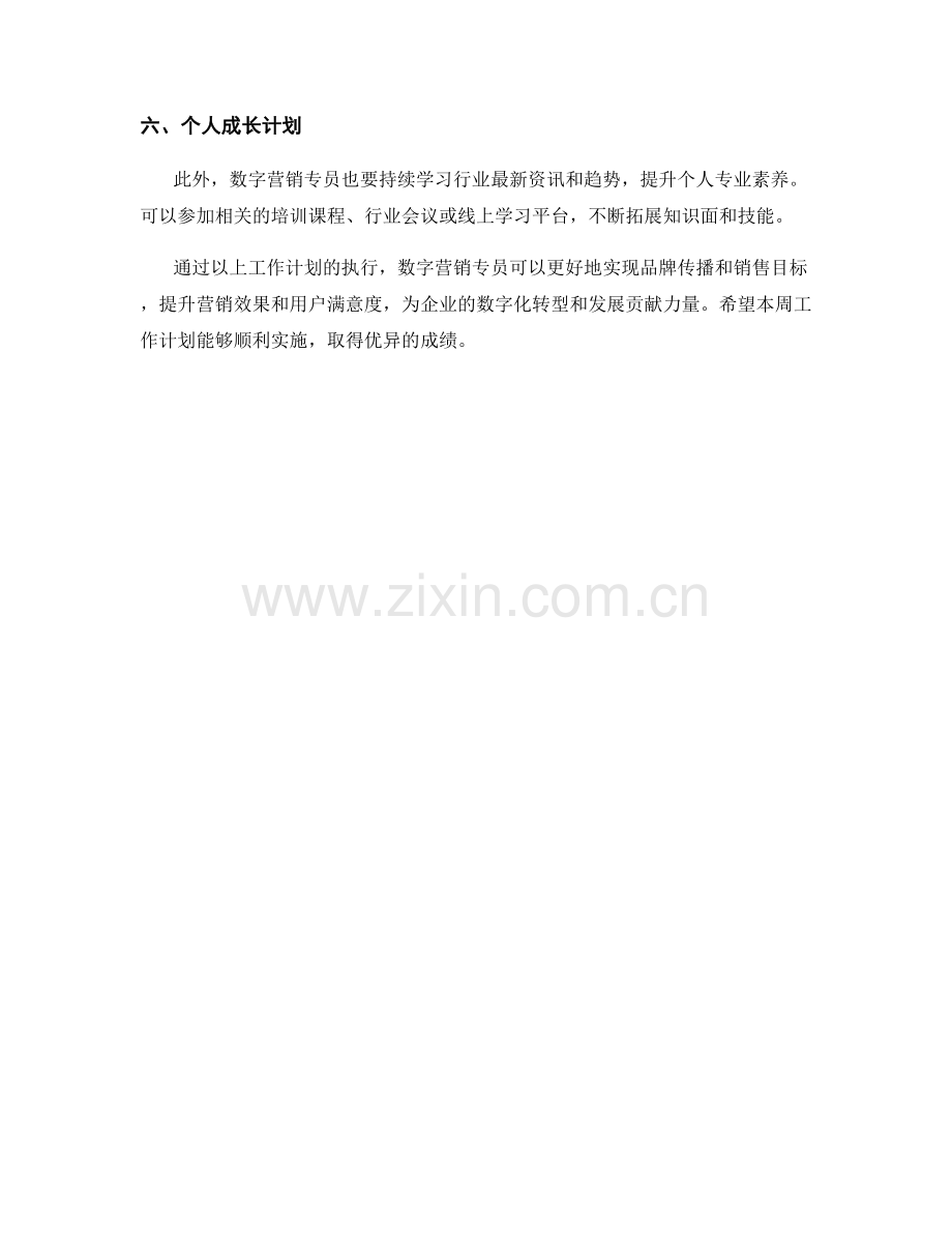 数字营销专员周工作计划.docx_第2页