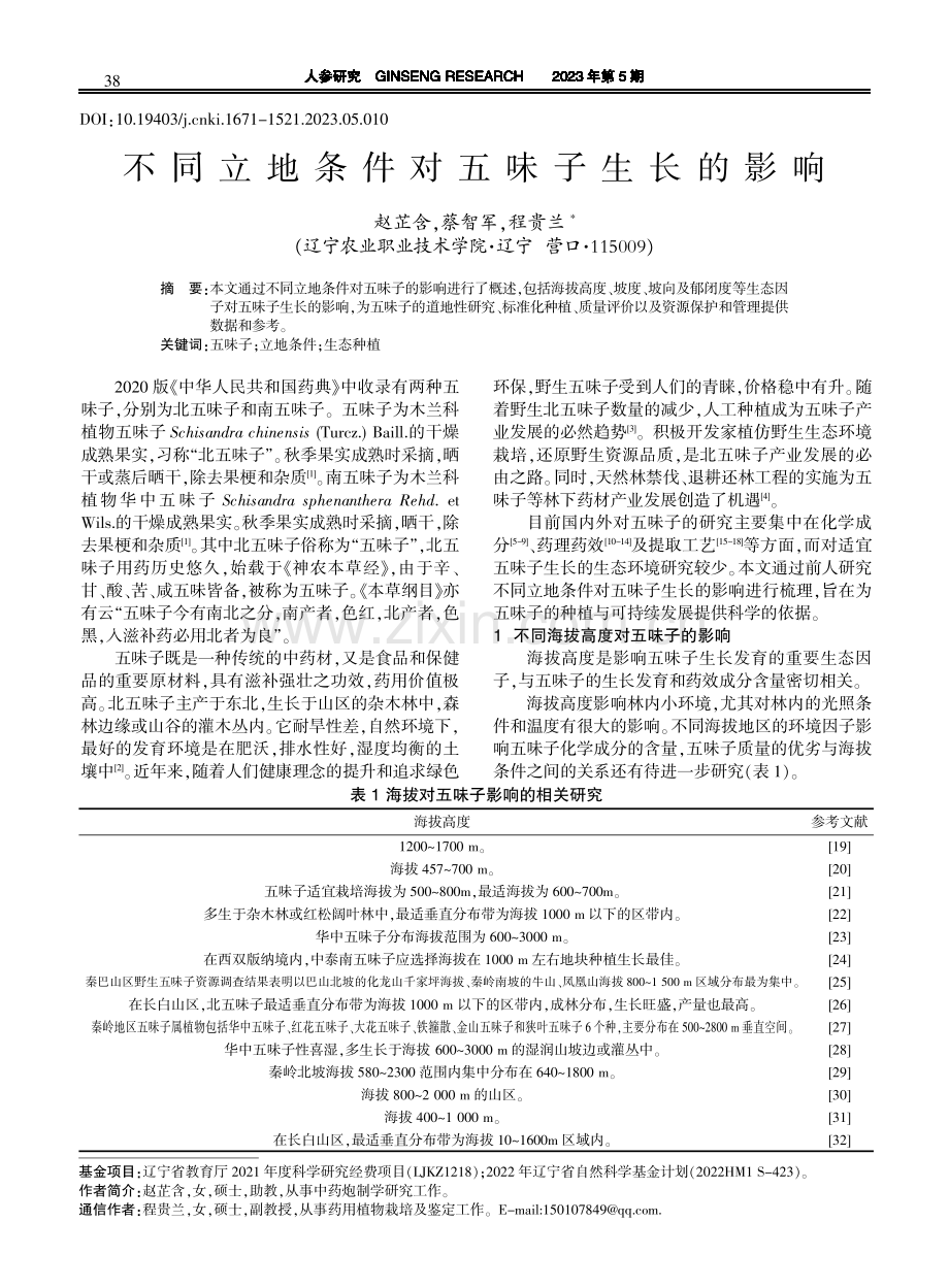 不同立地条件对五味子生长的影响.pdf_第1页