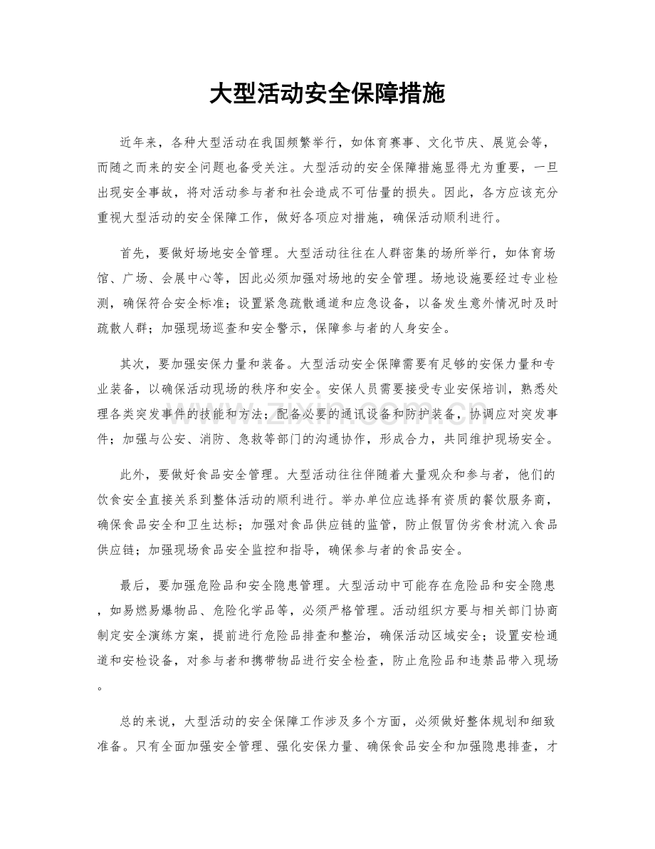 大型活动安全保障措施.docx_第1页