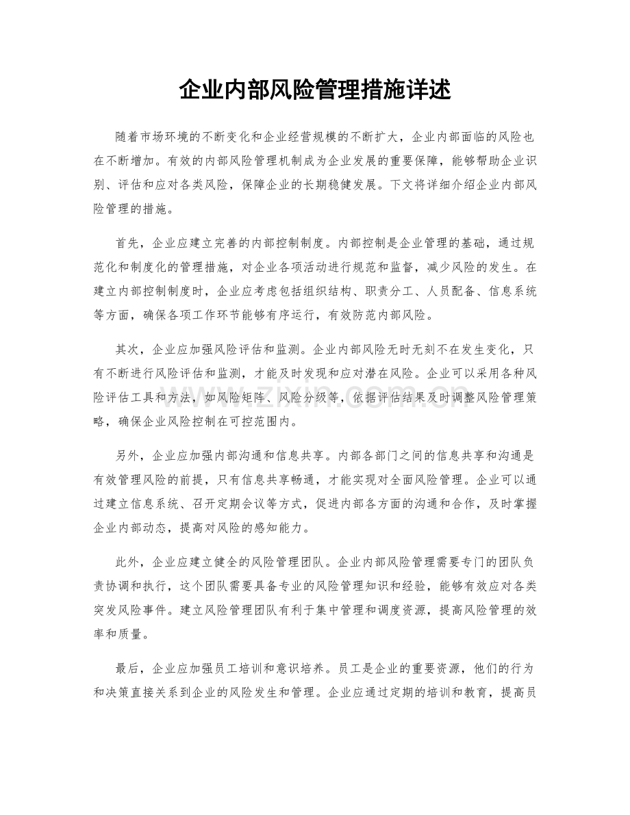 企业内部风险管理措施详述.docx_第1页