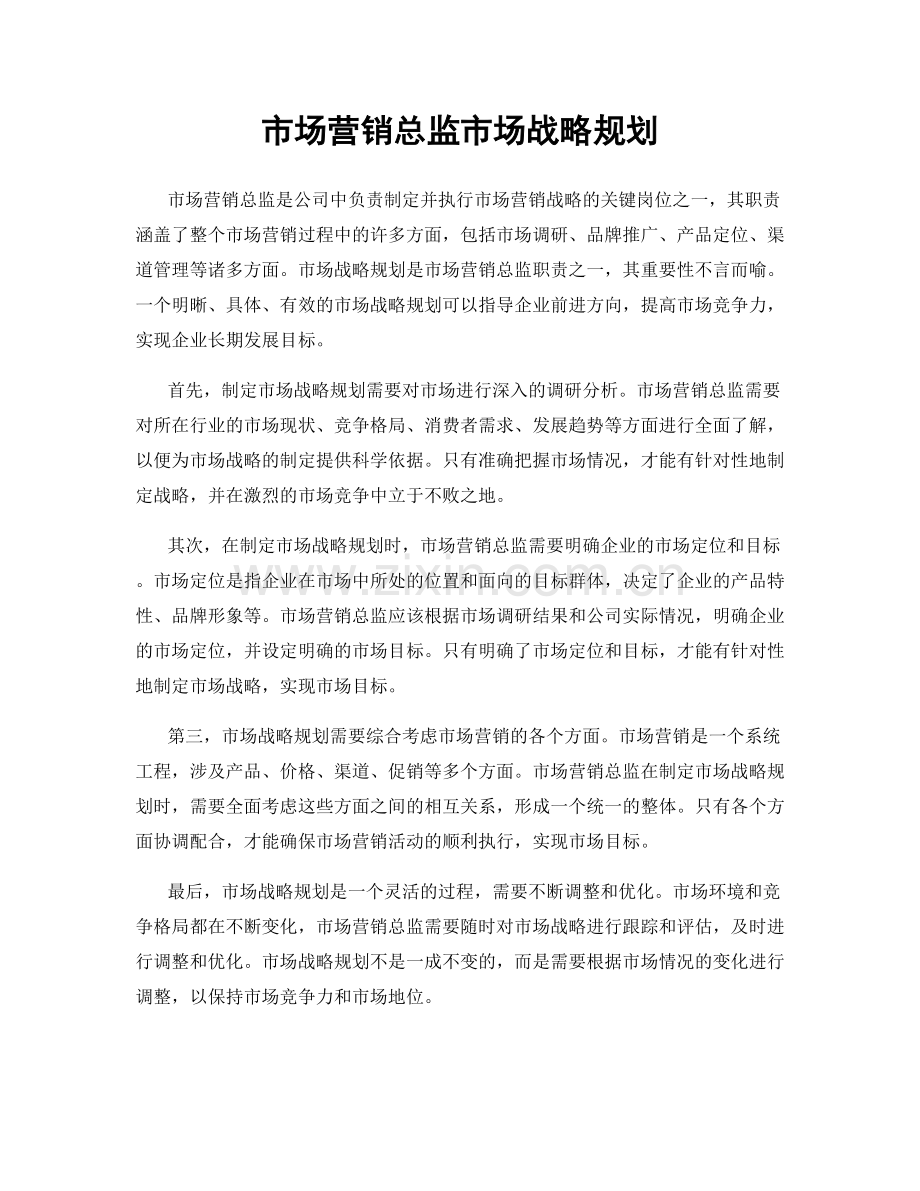 市场营销总监市场战略规划.docx_第1页