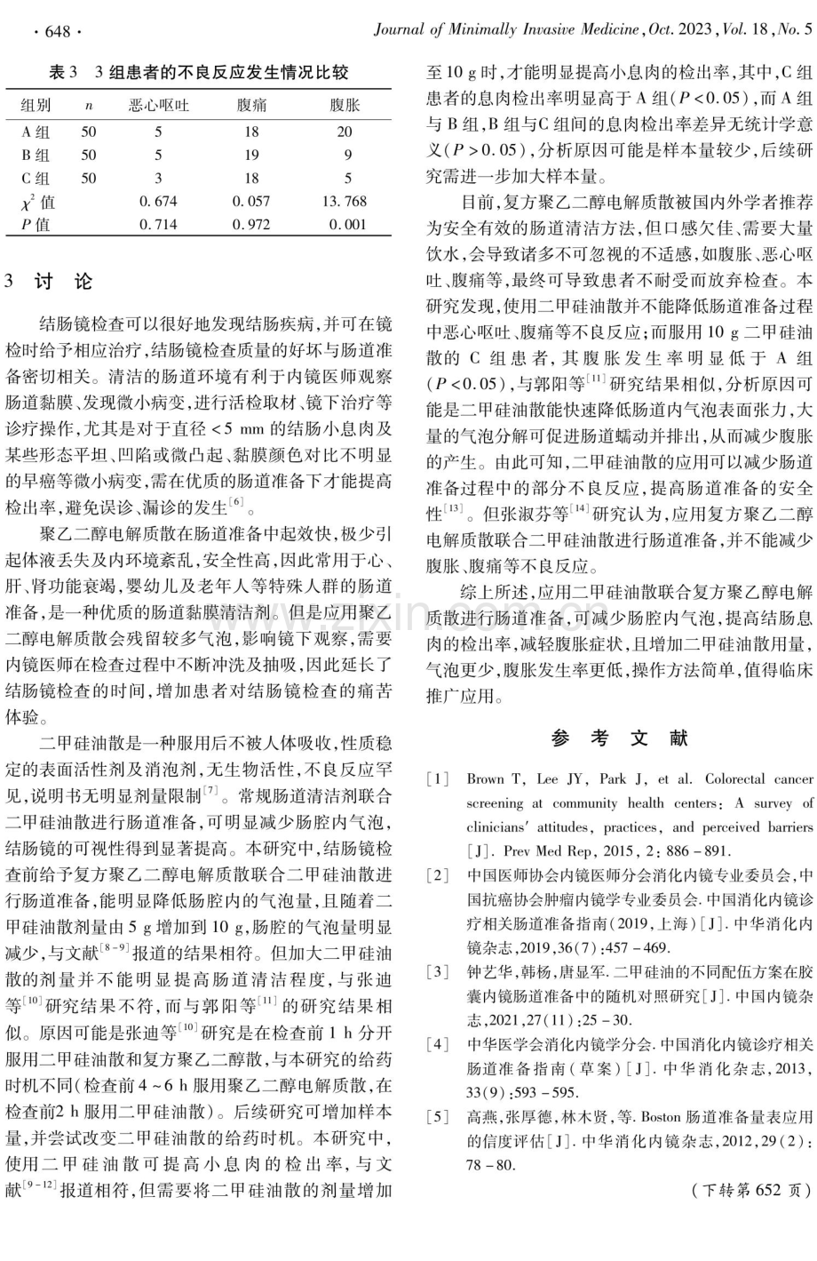 不同剂量二甲硅油散联合复方聚乙二醇电解质散在结肠镜检查肠道准备中的应用效果.pdf_第3页