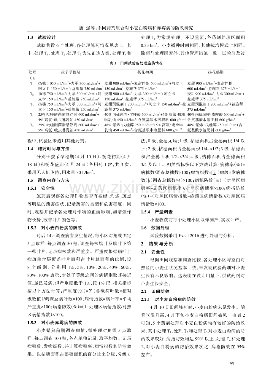 不同药剂组合对小麦白粉病和赤霉病的防效研究.pdf_第2页