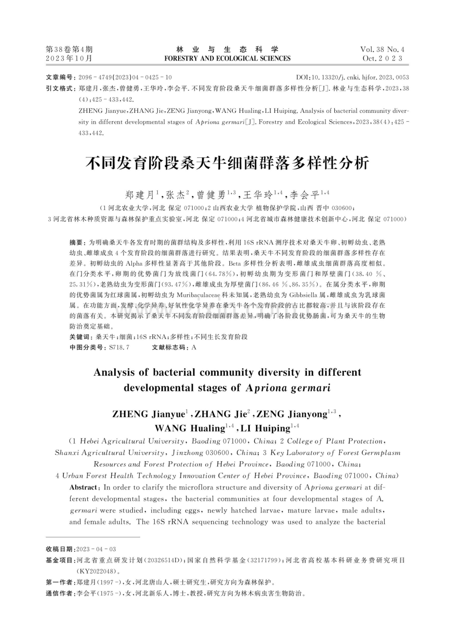 不同发育阶段桑天牛细菌群落多样性分析.pdf_第1页