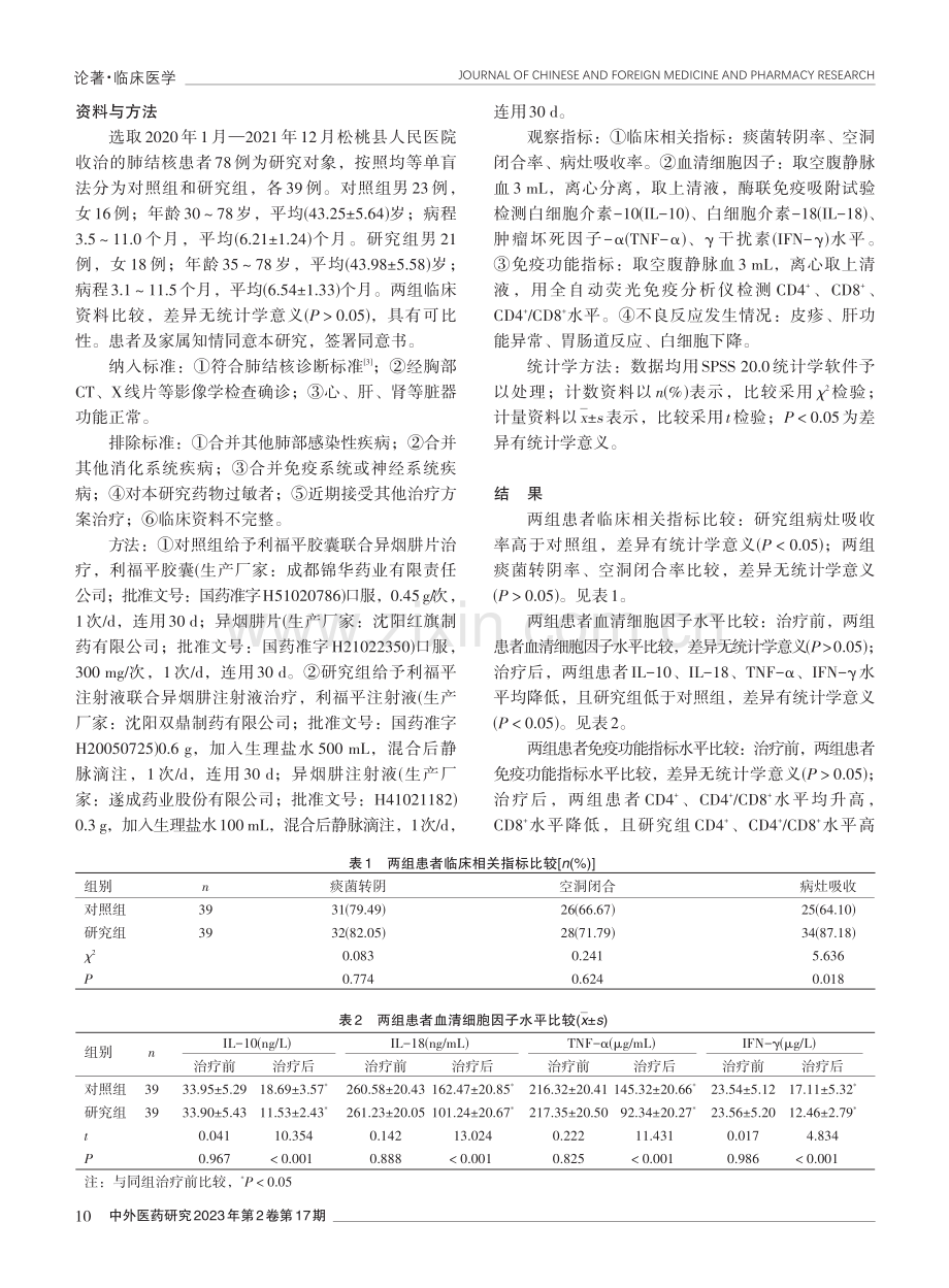 不同剂型异烟肼与利福平联合治疗肺结核的临床效果分析.pdf_第2页