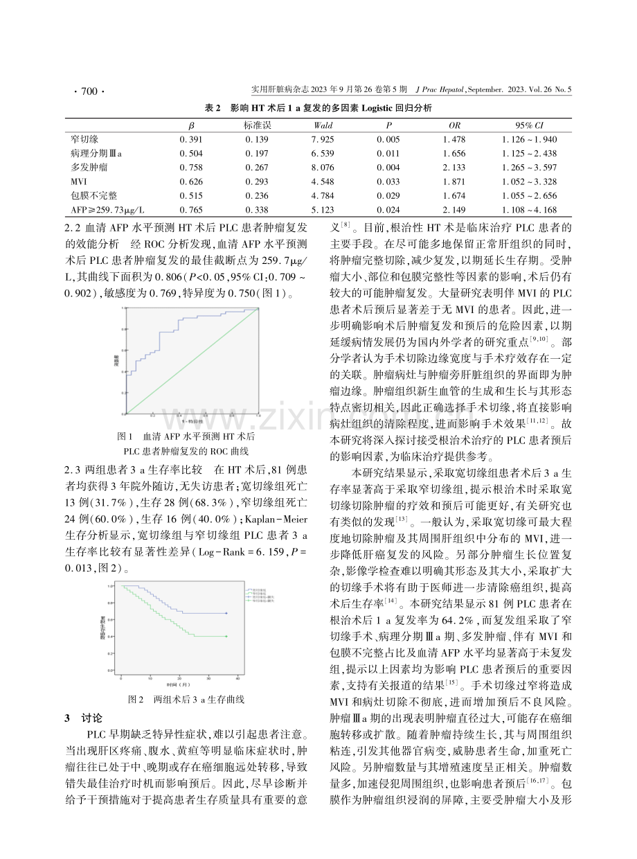 影响肝叶切除术治疗的原发性肝癌患者长期生存的因素分析.pdf_第3页