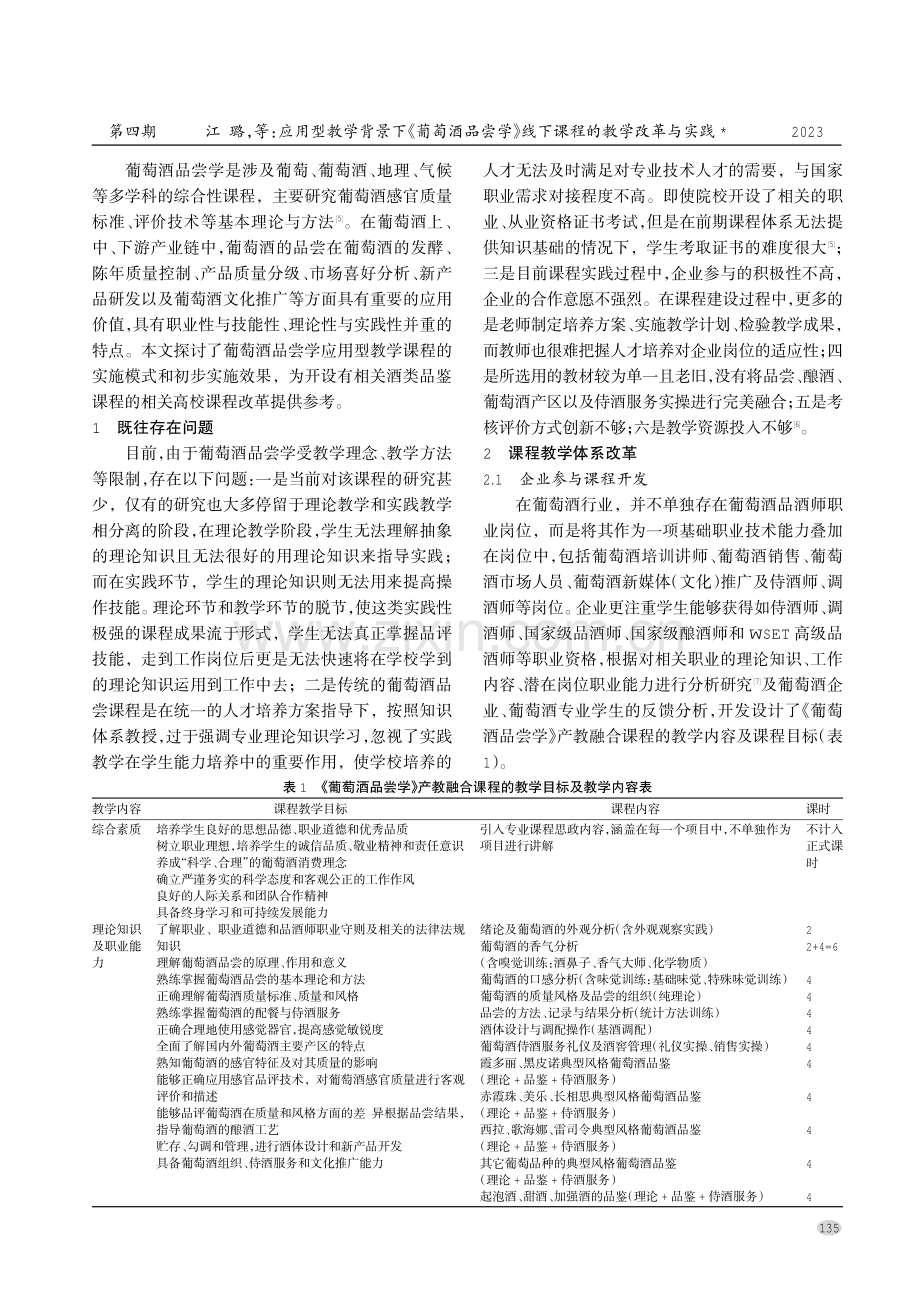 应用型教学背景下《葡萄酒品尝学》线下课程的教学改革与实践.pdf_第2页