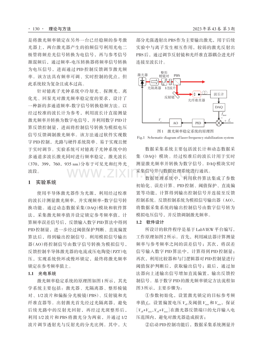 镱离子光钟的多波长数字PID激光稳频系统.pdf_第2页