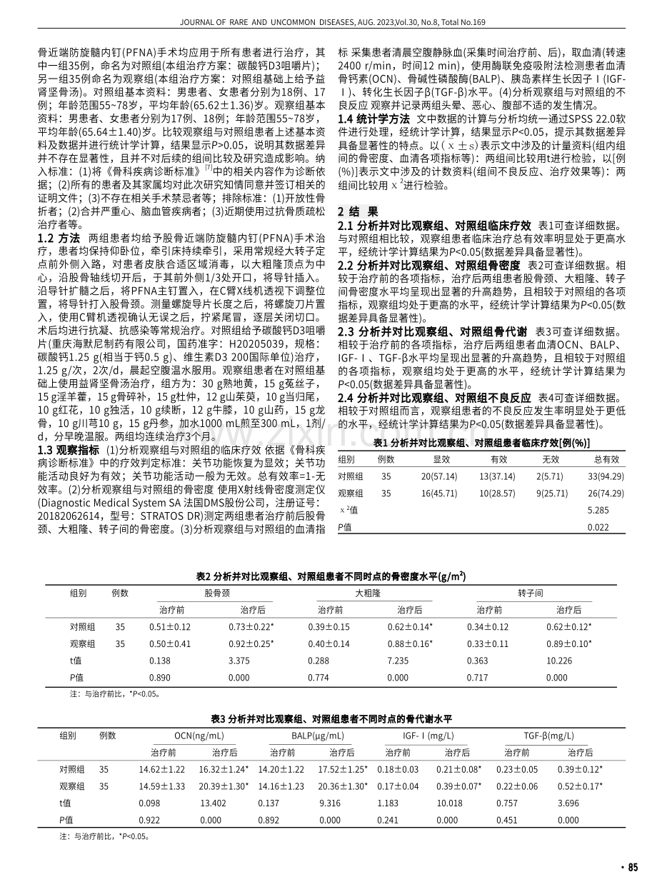 益肾坚骨汤对老年股骨粗隆间骨折PFNA内固定术后患者骨密度和骨代谢的影响.pdf_第2页