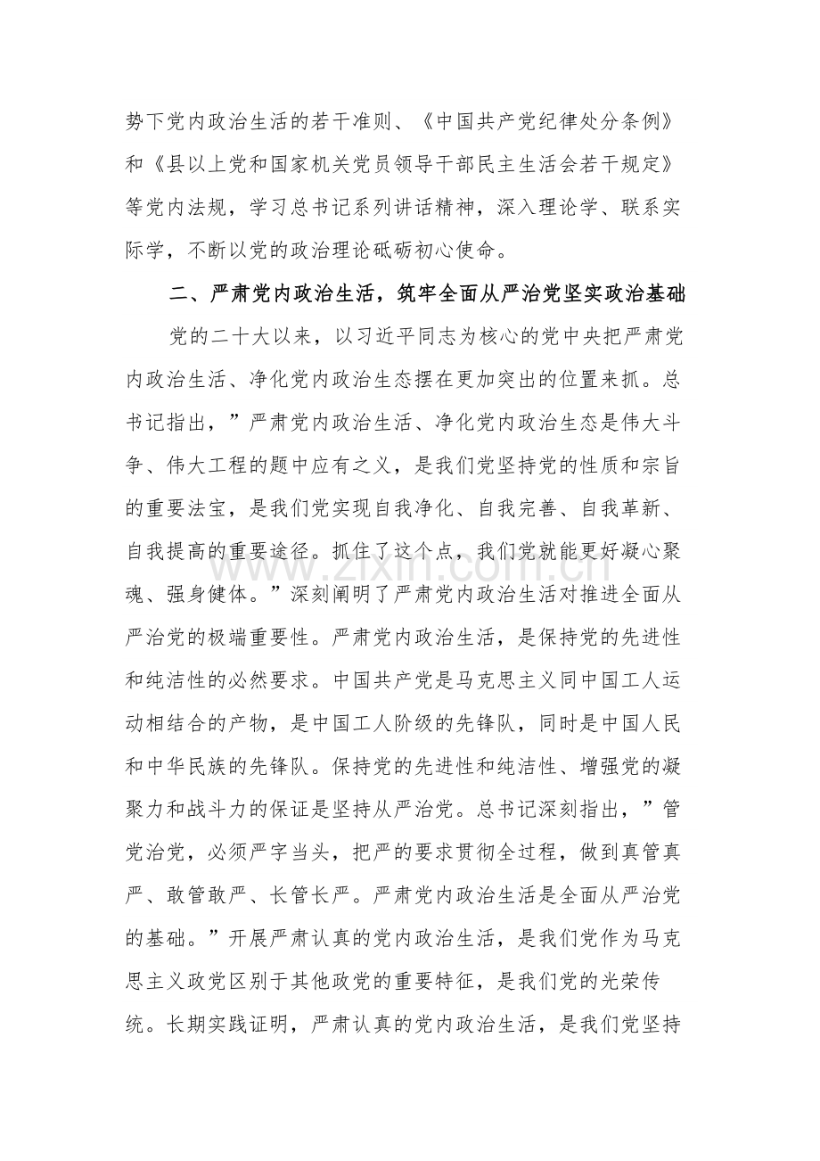 2024在理论中心组上关于严肃党内政治生活、树立和践行正确政绩观的交流发言2篇合集.docx_第2页