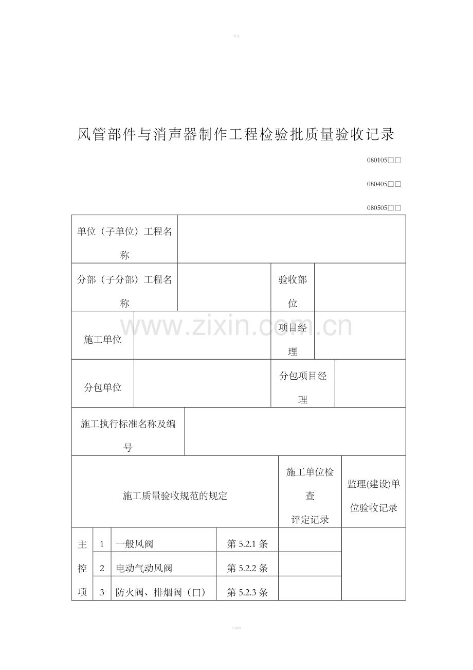 风管部件与消声器制作工程检验批质量验收记录.doc_第1页