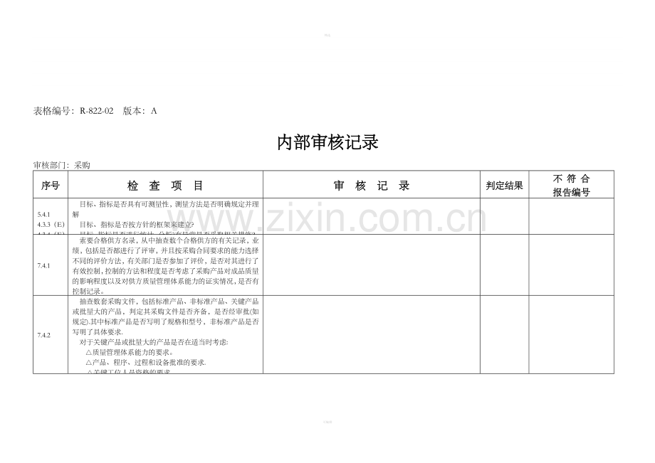 采购内部审核记录.doc_第1页