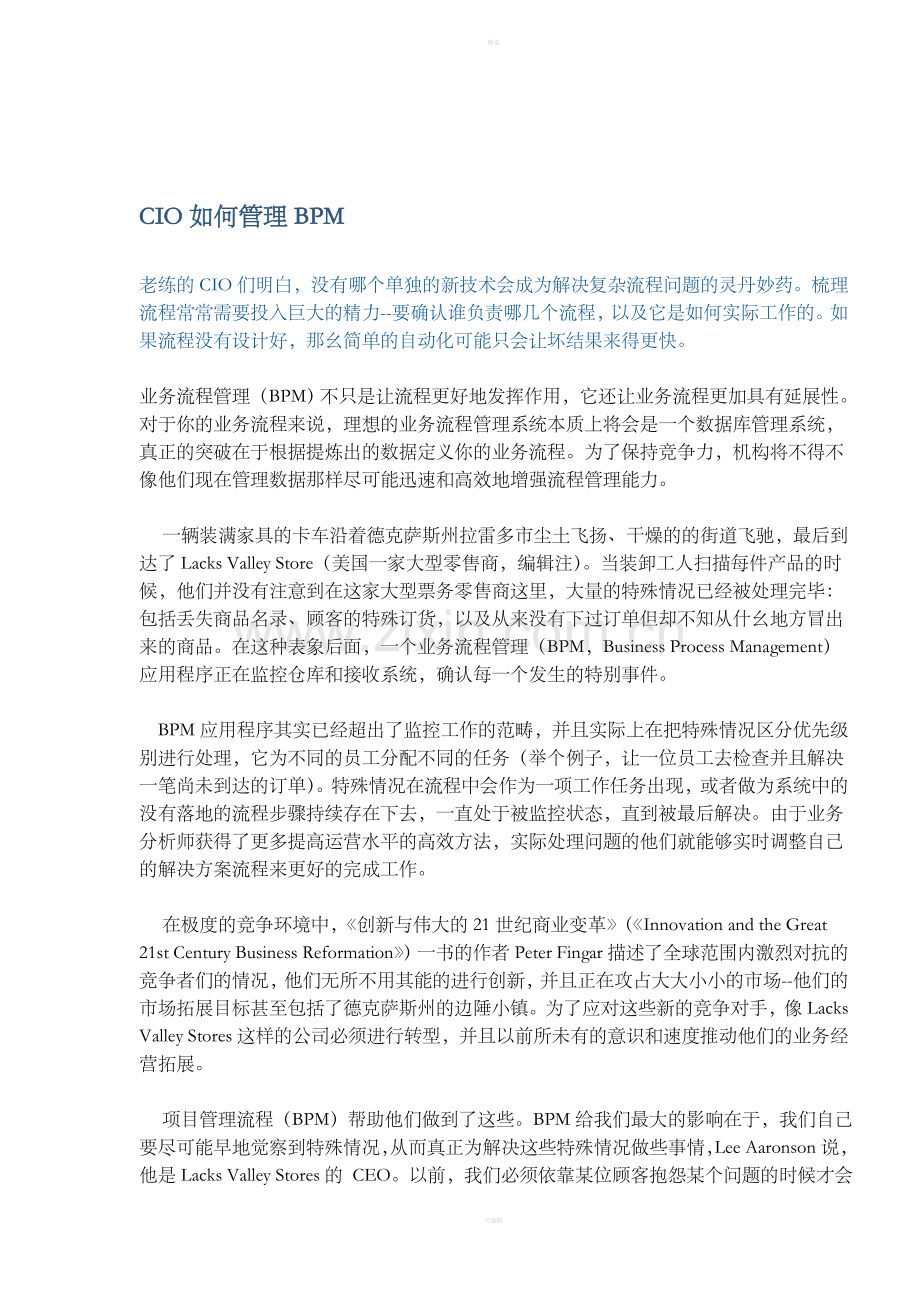 CIO如何管理BPM(DOC5).doc_第1页