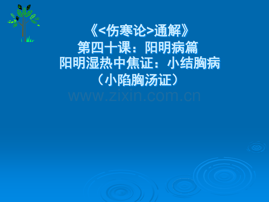 《伤寒论通解》四十课阳明病篇-阳明湿热中焦证小结胸病小陷胸汤证ppt课件.ppt_第1页