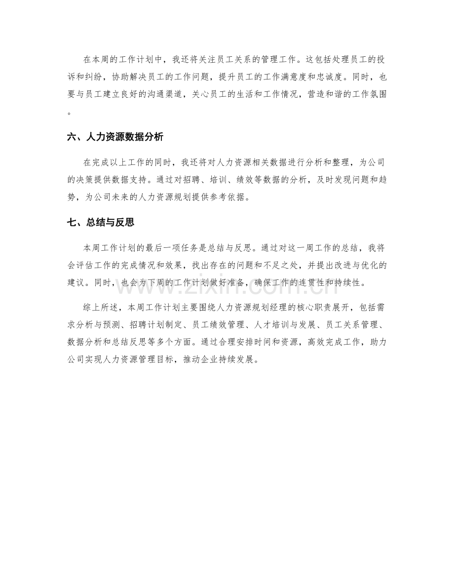 人力资源规划经理周工作计划.docx_第2页