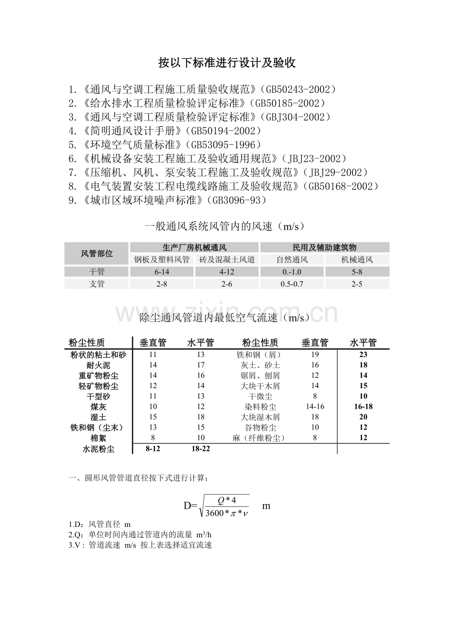 一般通风系统风管内的风速.doc_第1页