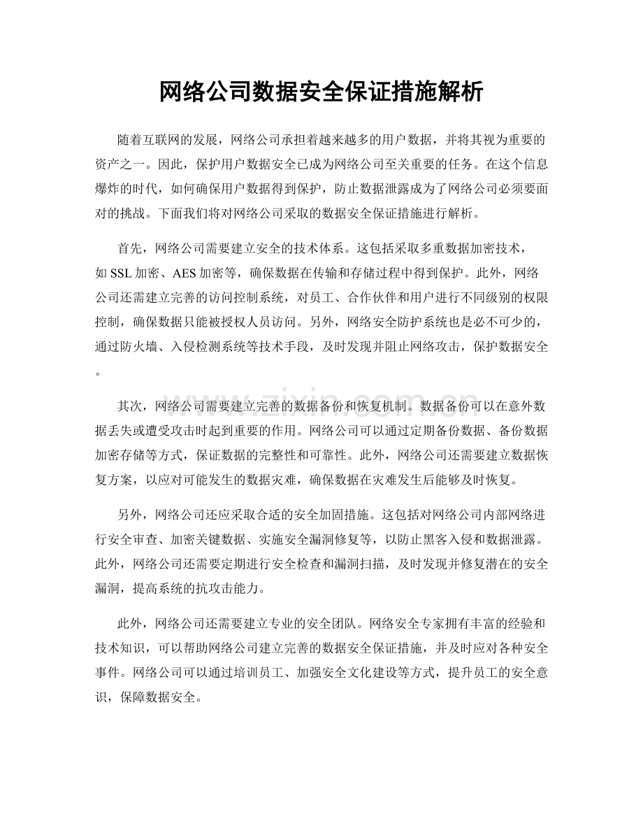 网络公司数据安全保证措施解析.docx_第1页