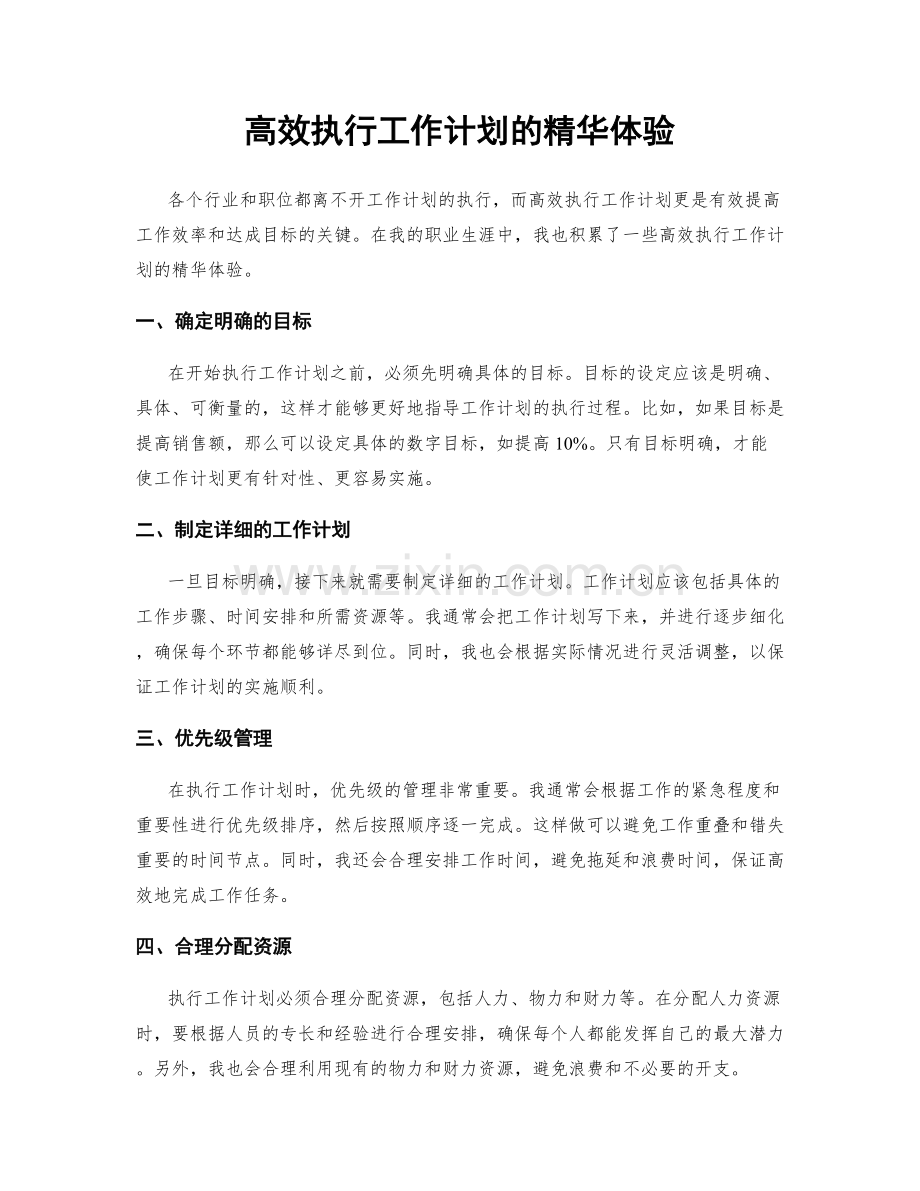 高效执行工作计划的精华体验.docx_第1页