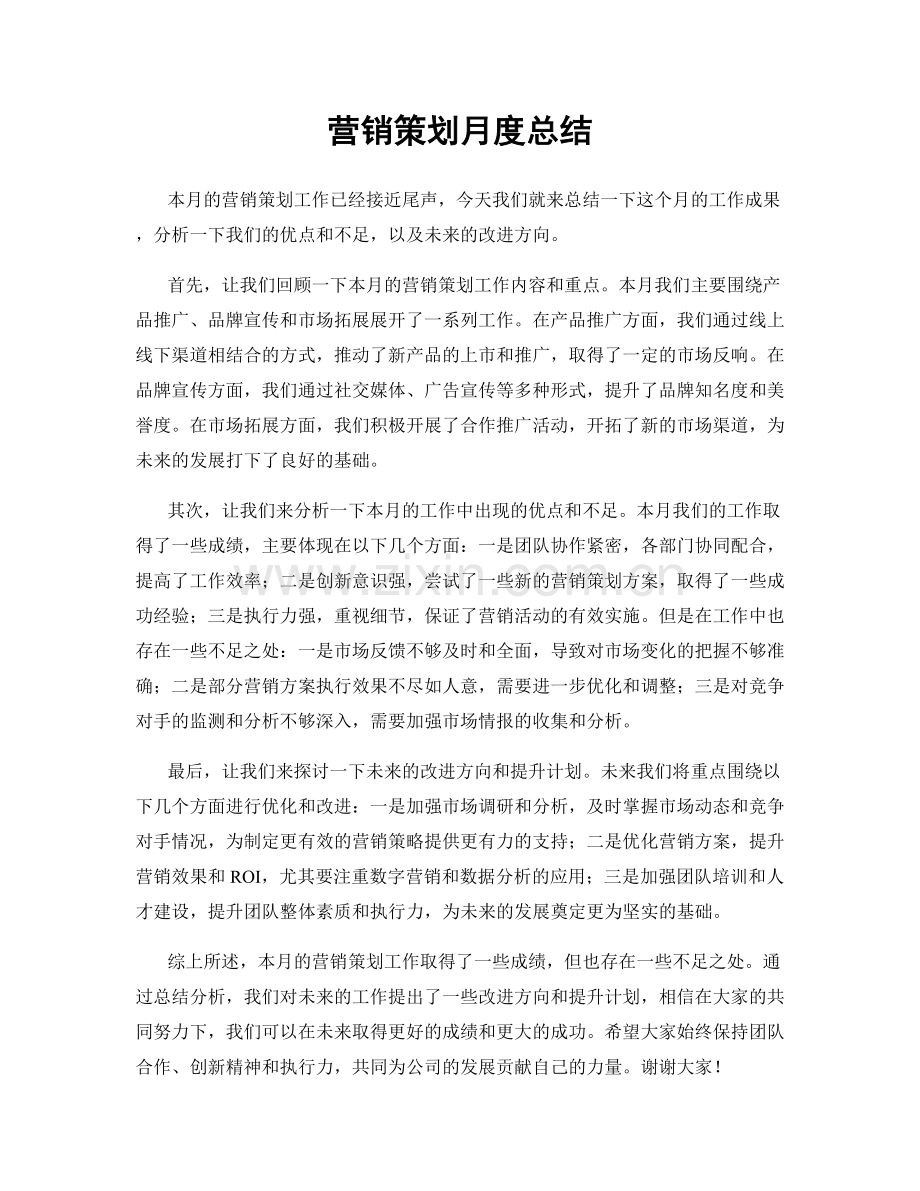 营销策划月度总结.docx_第1页