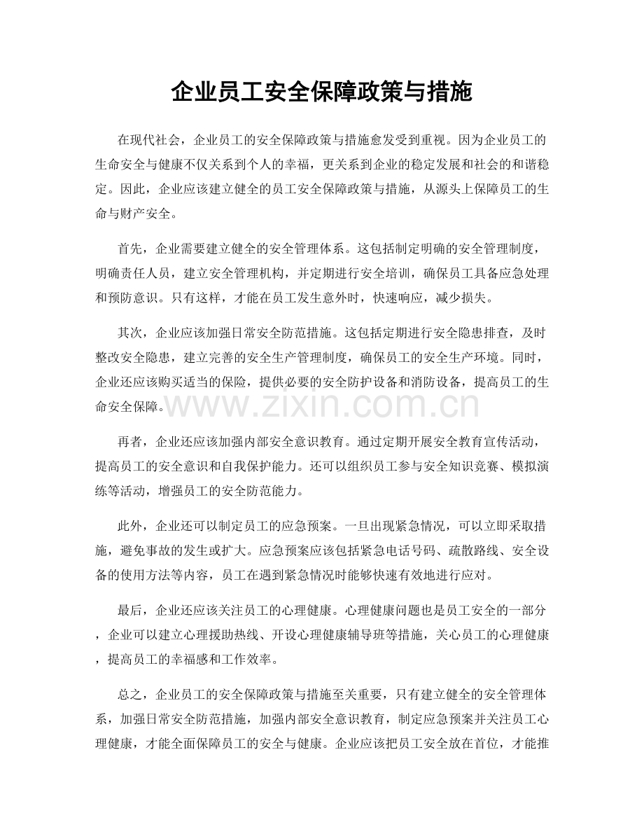 企业员工安全保障政策与措施.docx_第1页