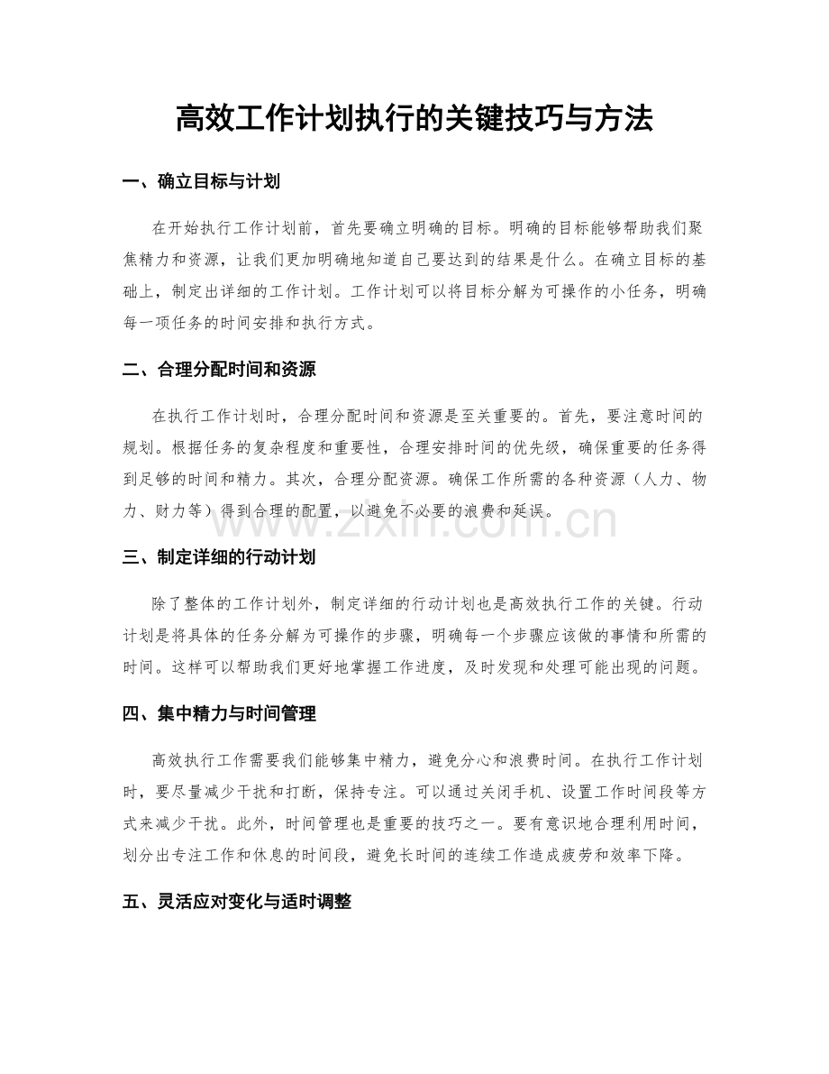 高效工作计划执行的关键技巧与方法.docx_第1页