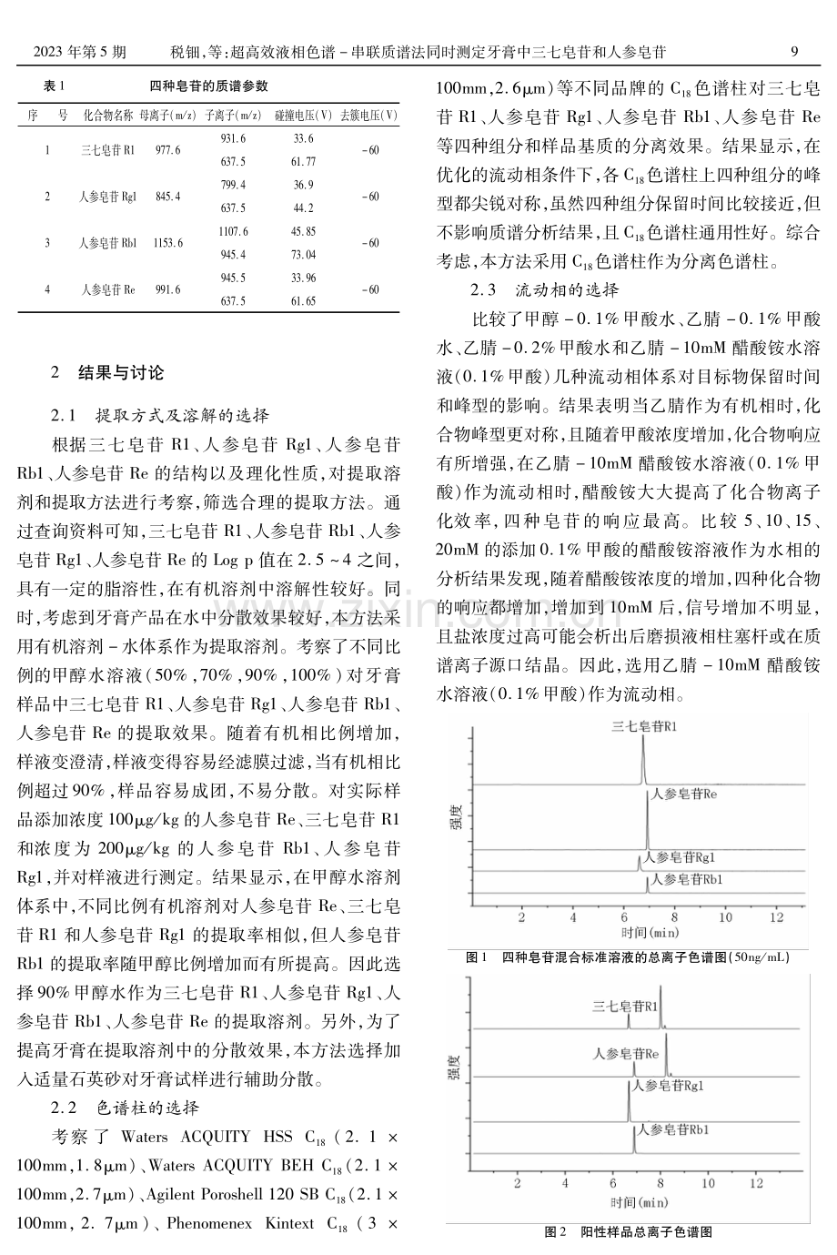 超高效液相色谱-串联质谱法同时测定牙膏中三七皂苷和人参皂苷.pdf_第3页