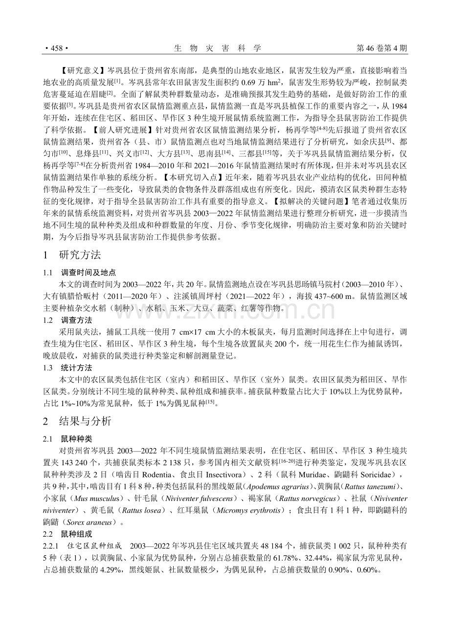 岑巩县农区鼠类群落组成及数量变化规律.pdf_第2页