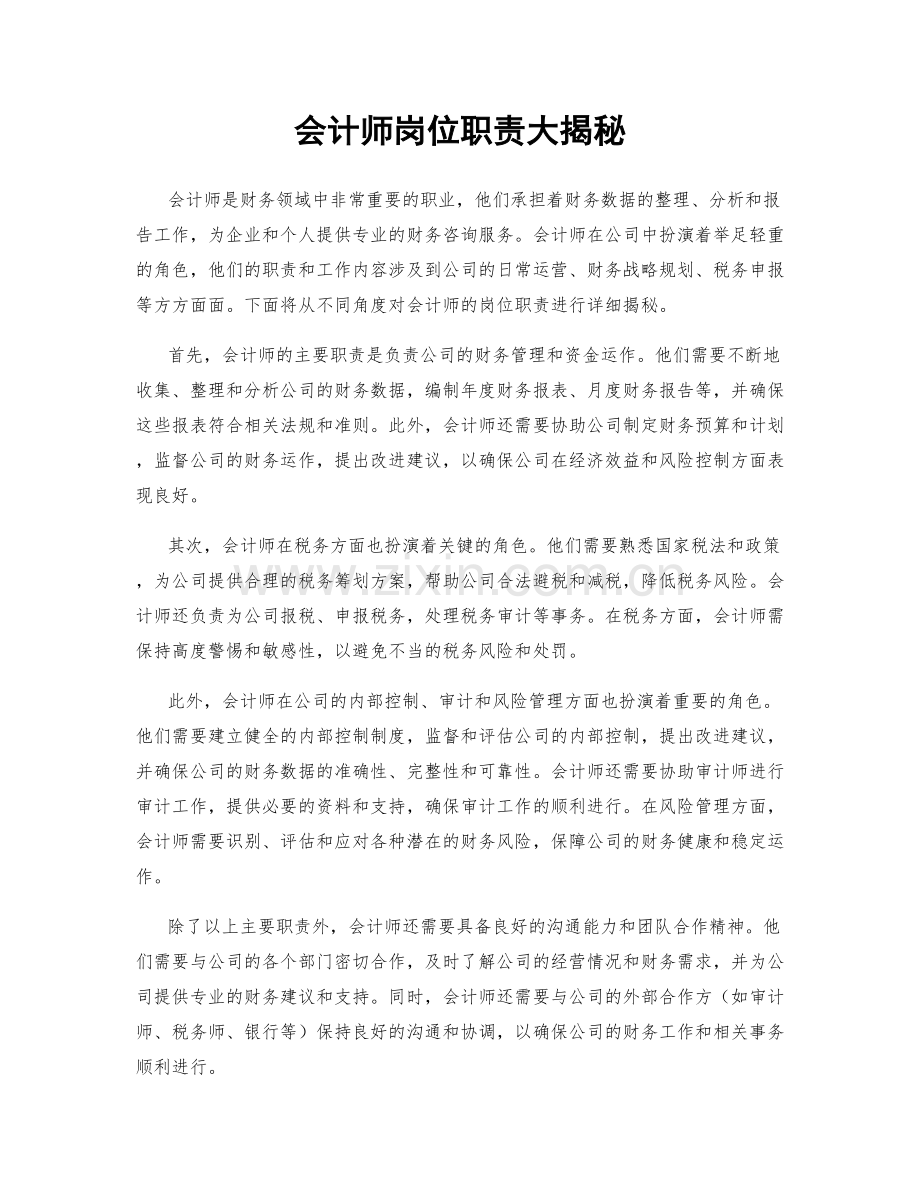 会计师岗位职责大揭秘.docx_第1页