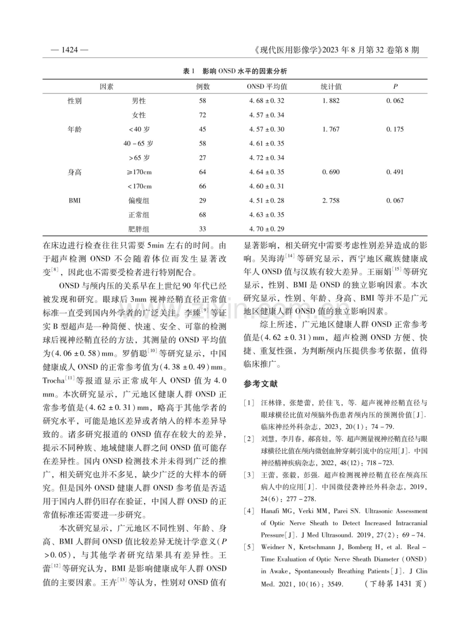 超声监测健康成人视神经鞘直径及相关因素的临床意义.pdf_第3页