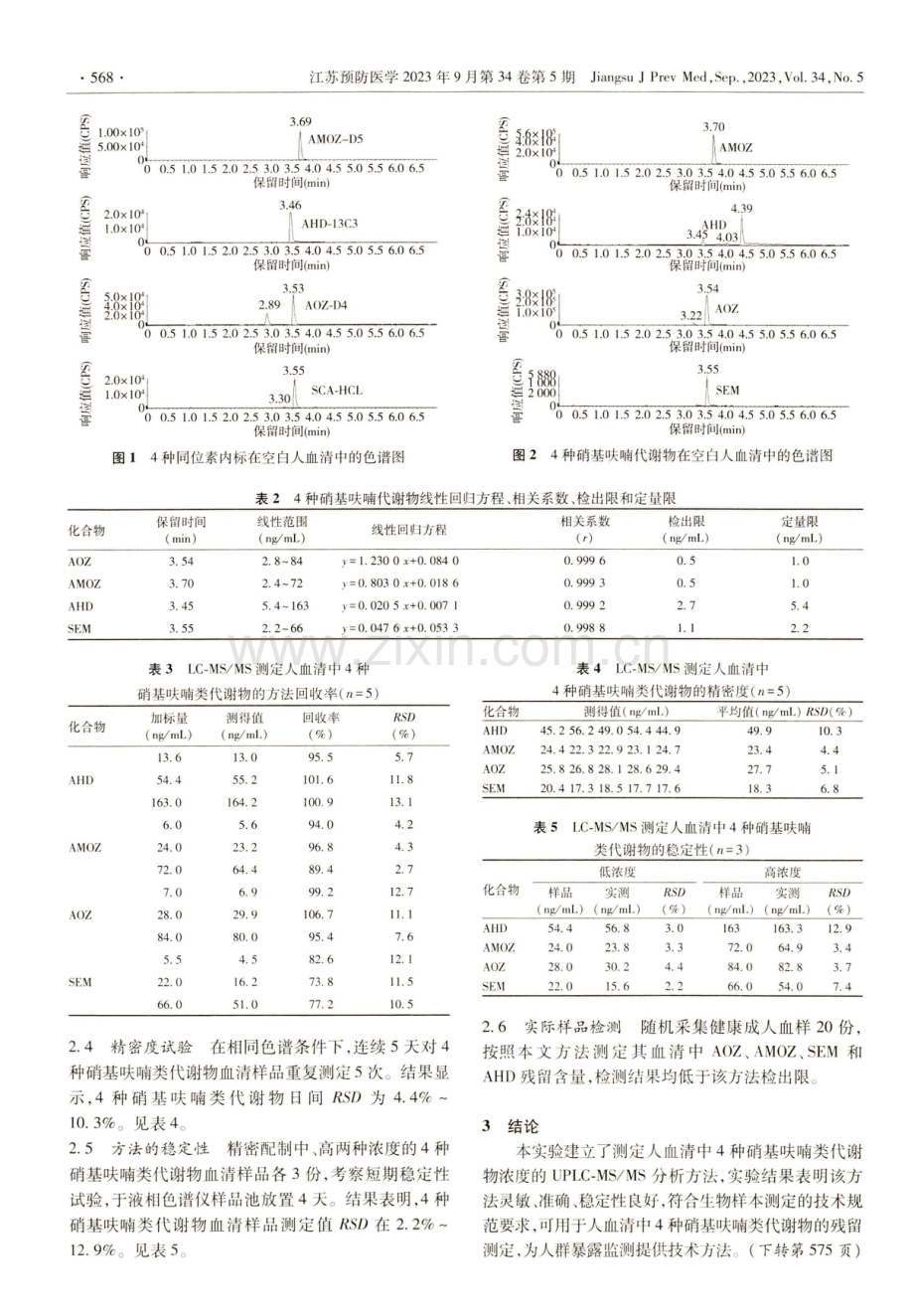 超高效液相色谱-串联质谱法同时测定人血清中4种硝基呋喃类代谢物.pdf_第3页