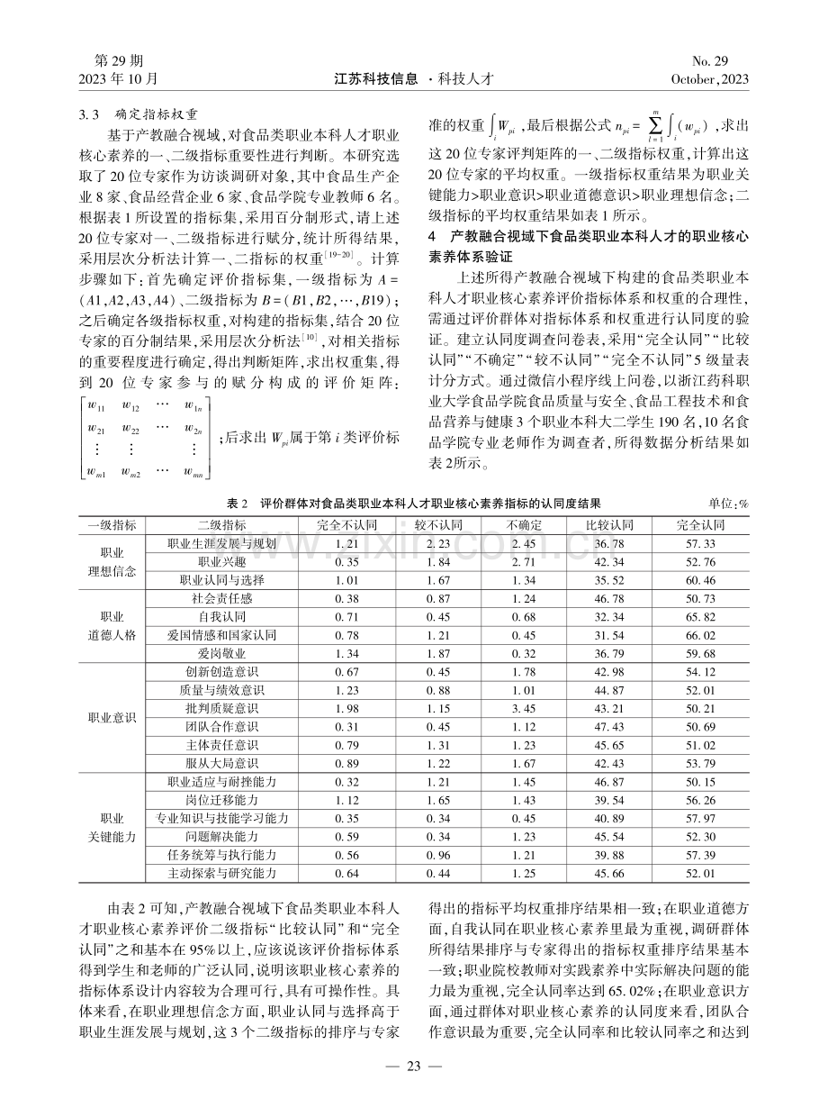 产教融合视域下食品类职业本科人才职业核心素养评价指标体系构建研究.pdf_第3页