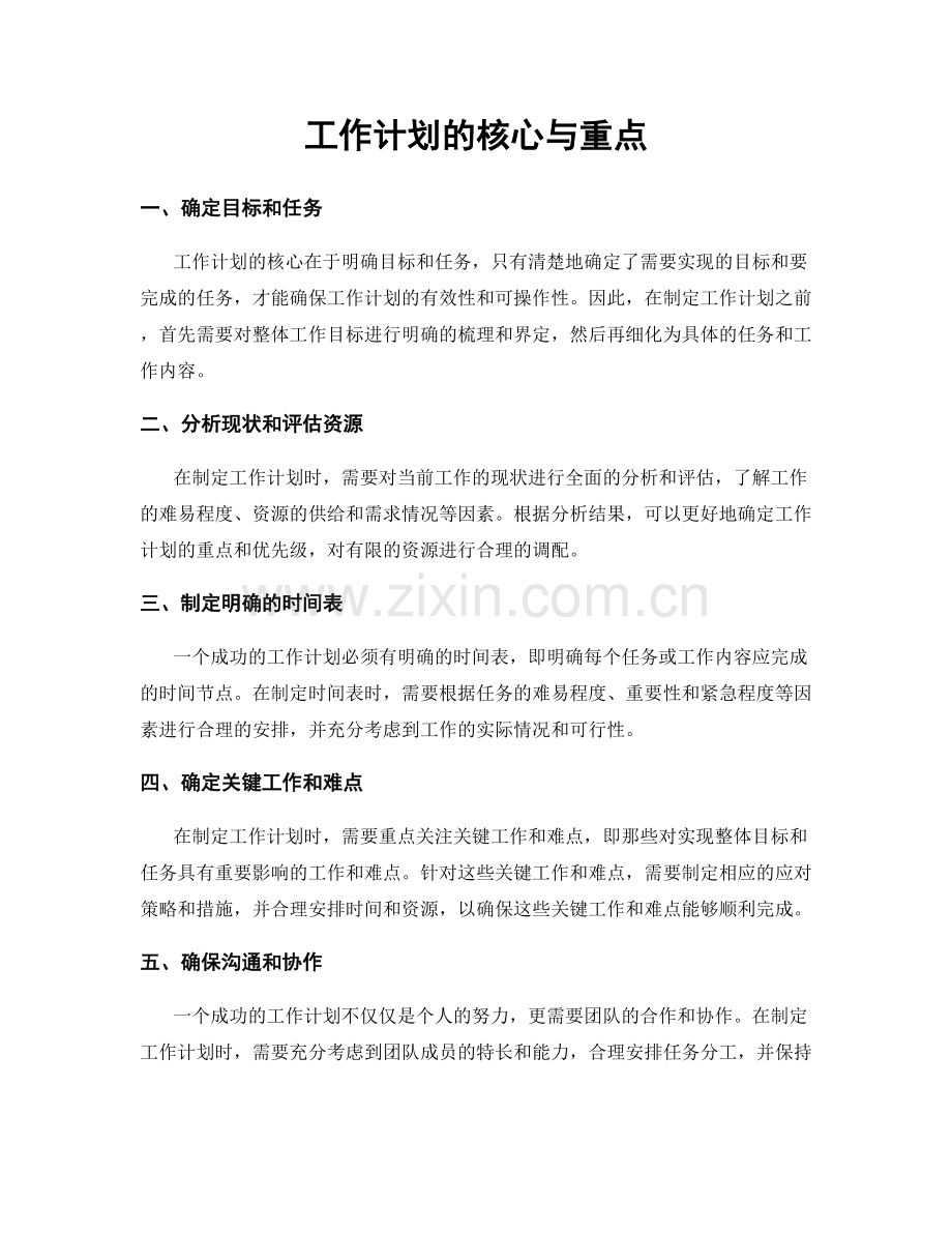 工作计划的核心与重点.docx_第1页