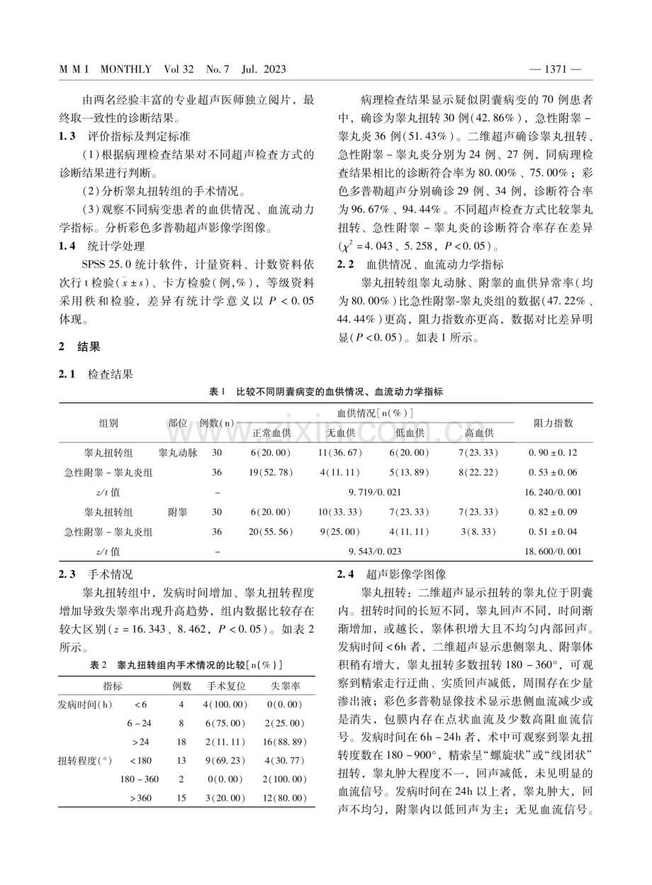 彩色多普勒超声在睾丸扭转与急性附睾-睾丸炎鉴别诊断中的应用价值.pdf_第2页