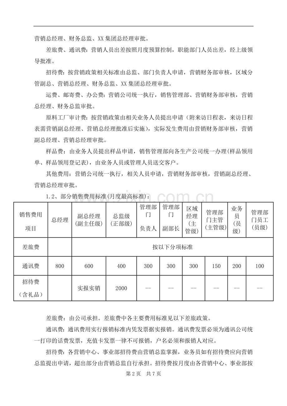 营销公司销售费用政策与差旅政策.doc_第2页