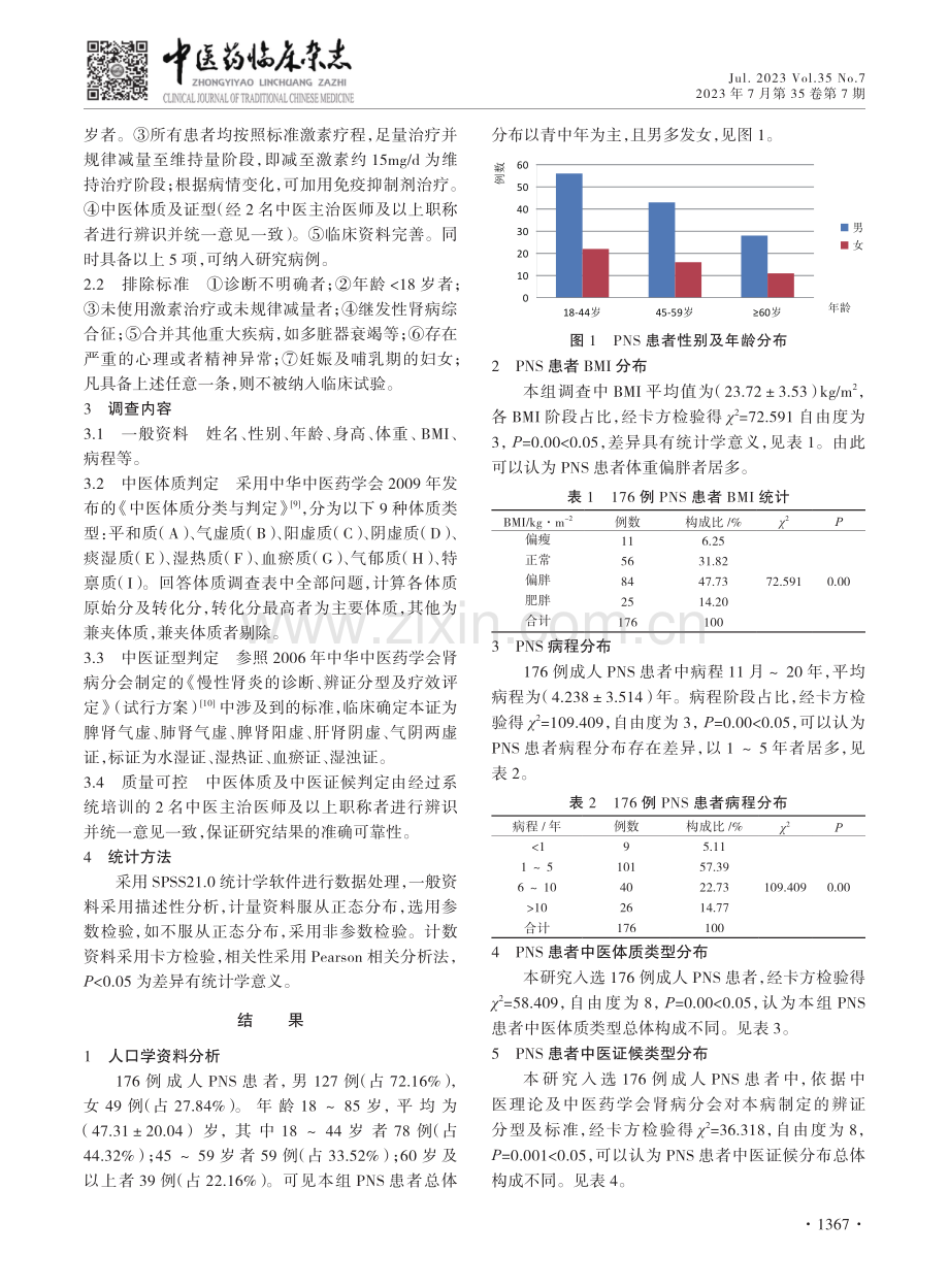 成人原发性肾病综合征激素维持治疗阶段中医体质与证型的相关性分析.pdf_第3页