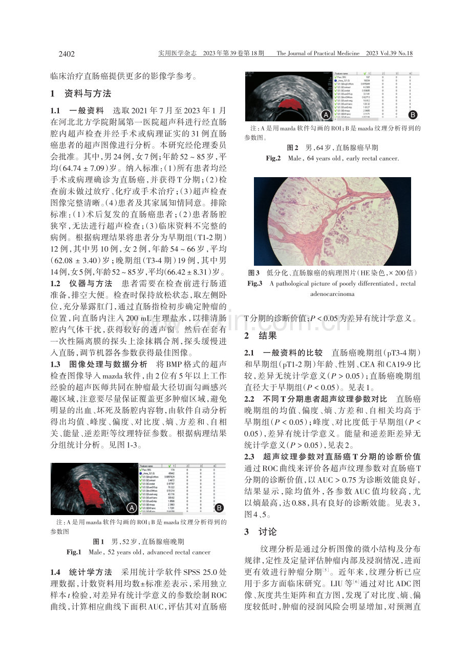 超声纹理分析在直肠癌T分期中的诊断价值.pdf_第2页